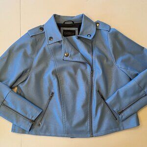 Eloquii Light Blue Faux Leather Moto Jacket Plus Size 14-16 Modern Edgy Chic
